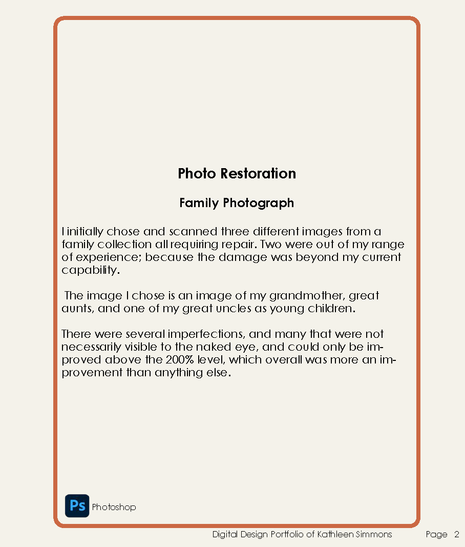 Photo Restoration Process Description Photo Restoration Process Description