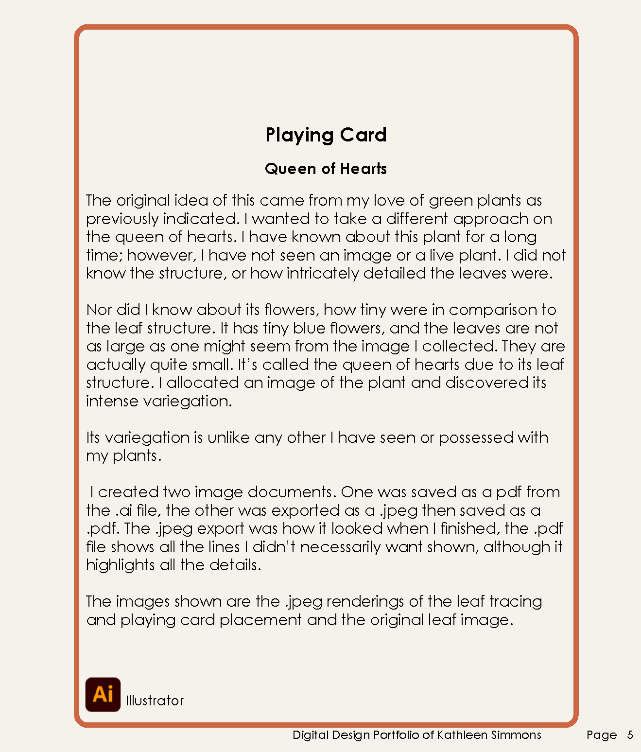 Playing card process description. Playing card process description.